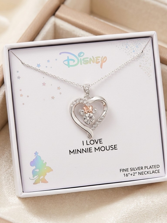Disney Jewelry - Disney I Love Minnie Mouse Silver-Plated Heart Necklace
